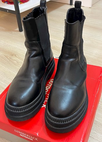 Kadın Siyah Platform Topuklu Lastik Bot - Görsel 10