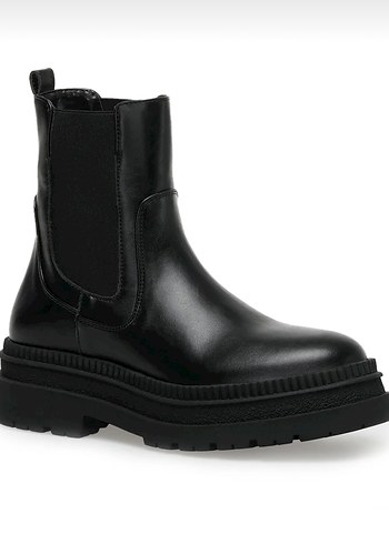 Kadın Siyah Platform Topuklu Lastik Bot - Görsel 2