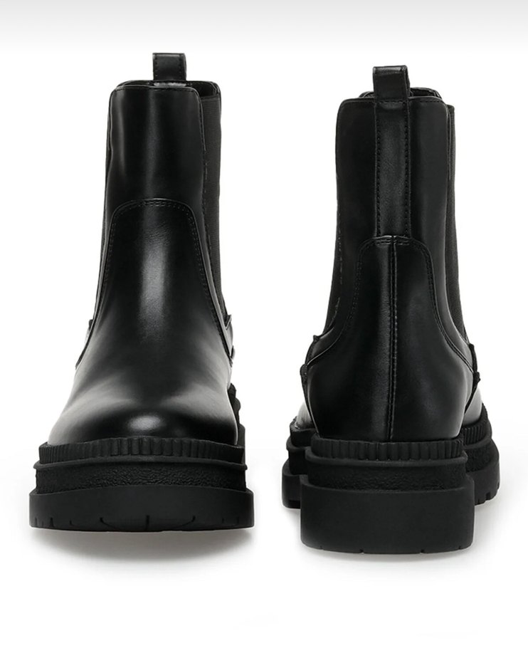 Kadın Siyah Platform Topuklu Lastik Bot - Görsel 5