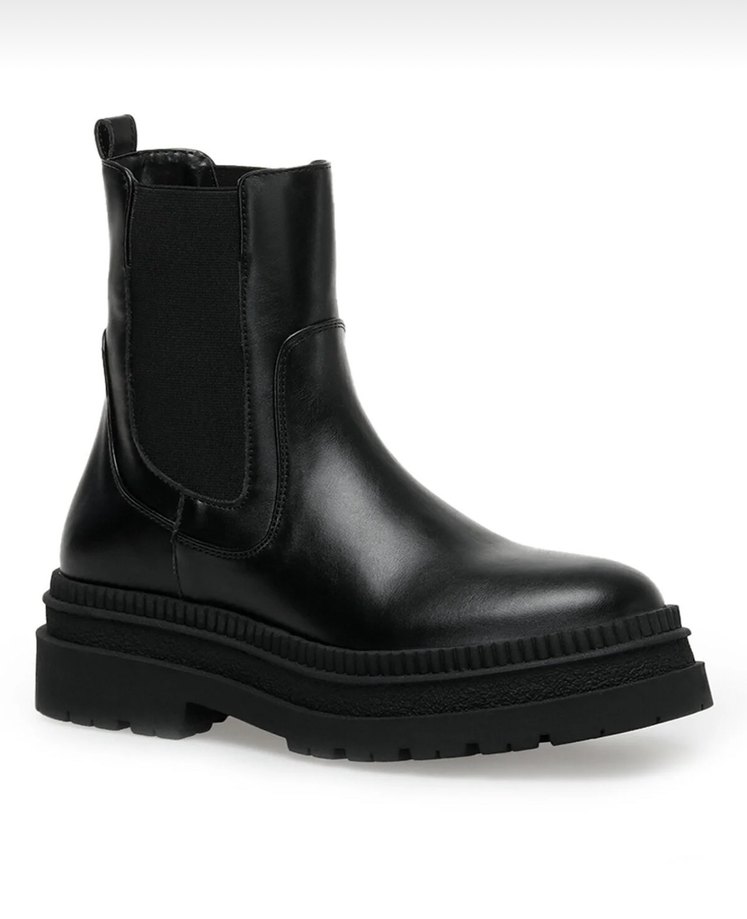 Kadın Siyah Platform Topuklu Lastik Bot - Görsel 2