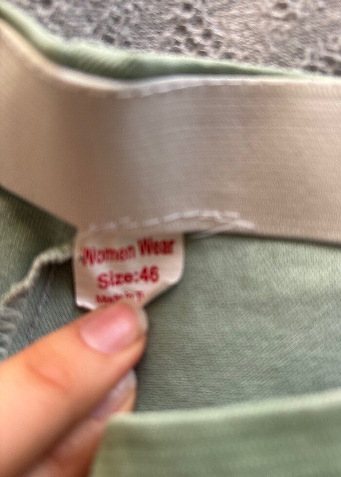 Yeşil beli lastikli yandan fermuarlı pantalon - Görsel 3