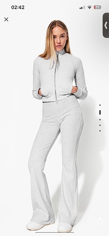 s Beden Bershka ispanyol paça gri viral tayt