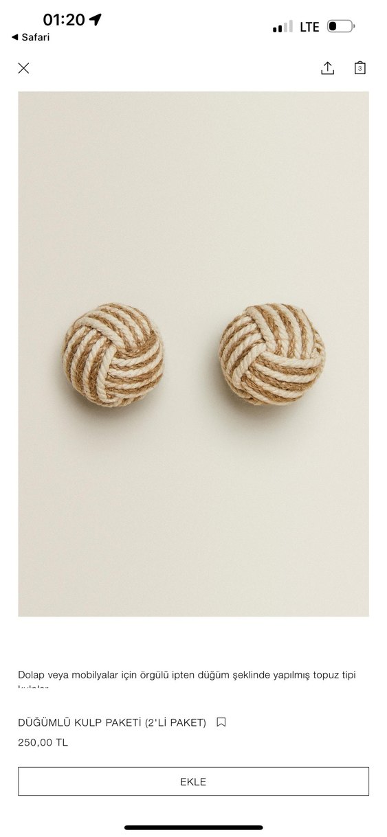 Zara Home Düğümlü Dolap, Şifonyer Kulbu - Görsel 4