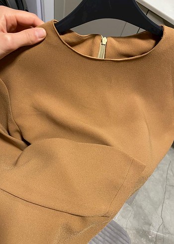 Tarçın renk Kadın Midi Tunik-Elbise, Uzun Kollu, Salaş Kesim - Görsel 2