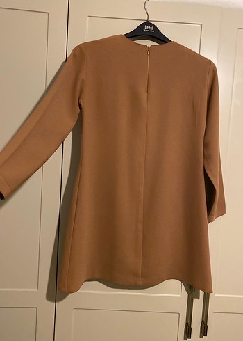 Tarçın renk Kadın Midi Tunik-Elbise, Uzun Kollu, Salaş Kesim - Görsel 3