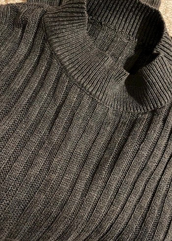 Gri Örgü Boğazlı Kadın Kazak - Görsel 2