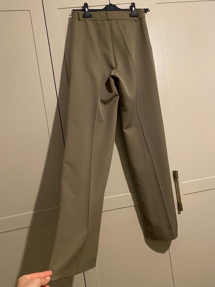 Kadın Bej Kumaş Pantolon, Uzun, Normal Kesim - Görsel 2