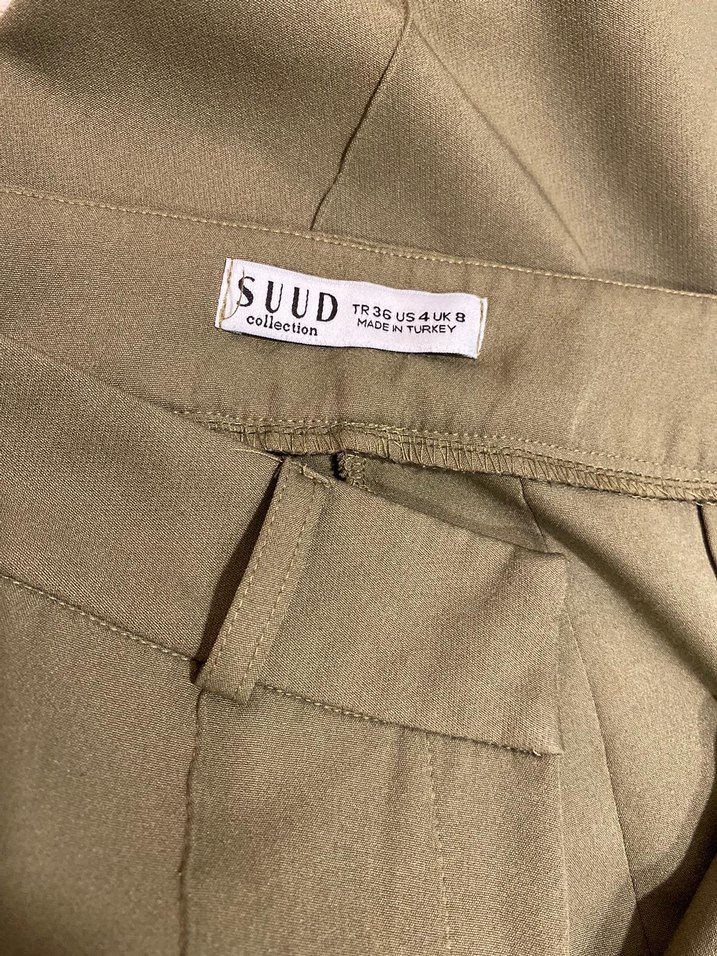 Kadın Bej Kumaş Pantolon, Uzun, Normal Kesim - Görsel 3