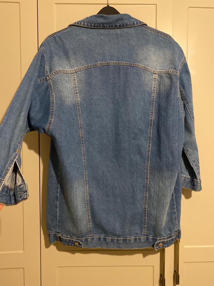 Düğmeli Mavi Kadın Denim Ceket - Görsel 3