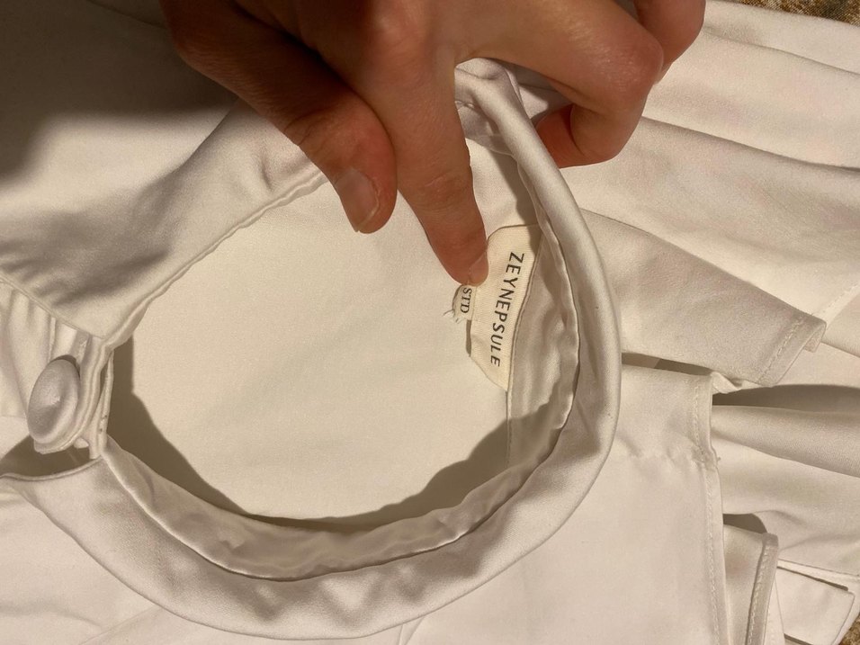 Düğmeli Beyaz Kadın Gömlek - Görsel 3