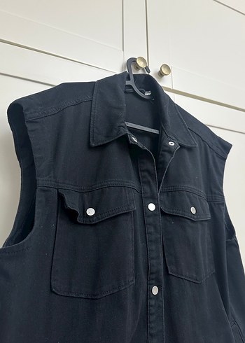 Siyah Kolsuz Denim Ceket - Görsel 2