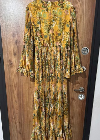 Sarı Piliseli Uzun Bohem Elbise - Görsel 2