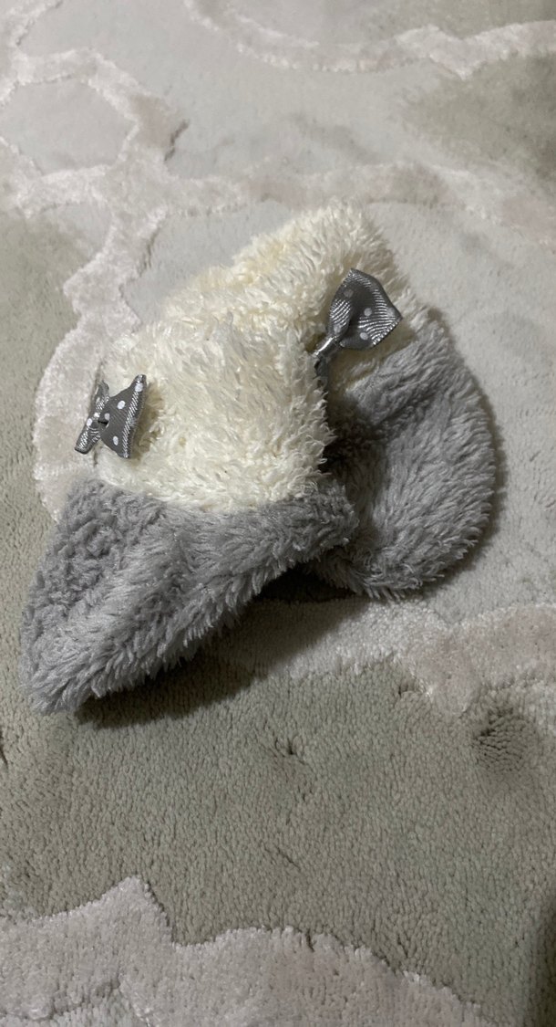 Kız Çocuk Gri Kürklü Sıcak Ev Terliği - Görsel 2