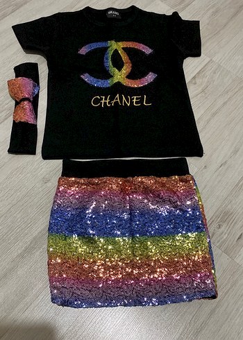 Kız Çocuk Çok Renkli Payetli Etek - Görsel 2