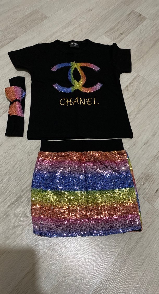 Kız Çocuk Çok Renkli Payetli Etek - Görsel 2