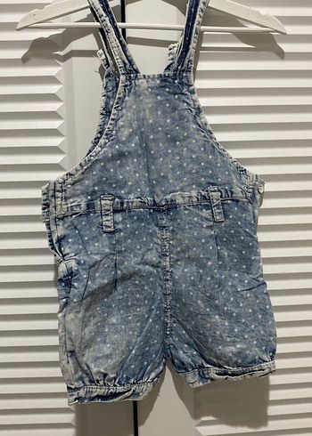 Kız Çocuk Mavi Bağlamalı Denim Tulum - Görsel 2