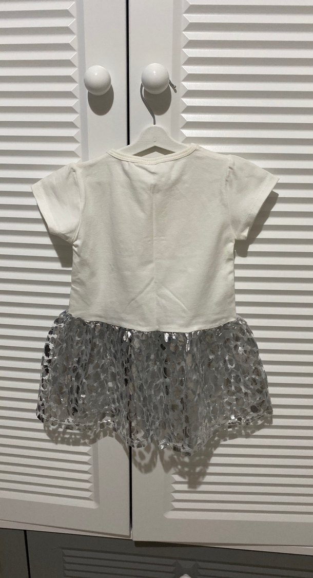 Kız Çocuk Beyaz Payetli Elbise - Görsel 3