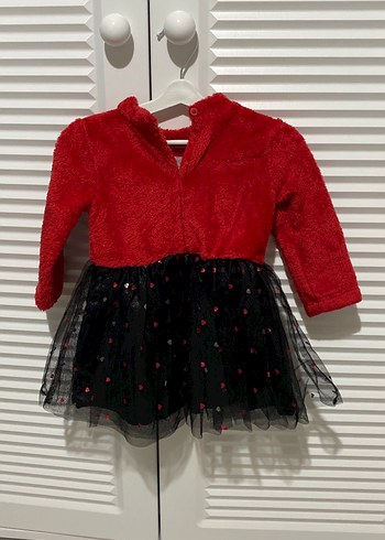 Kız Çocuk Kırmızı Nakışlı Uzun Kollu Elbise - Görsel 2