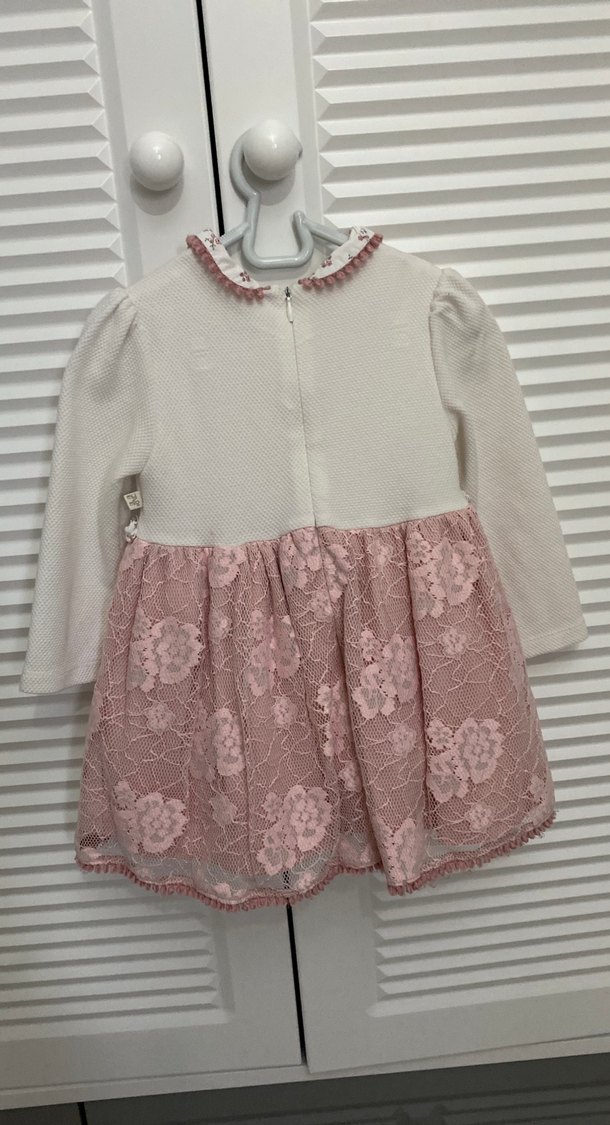 Dantel Detaylı Pembe Kız Çocuk Elbisesi - Görsel 5