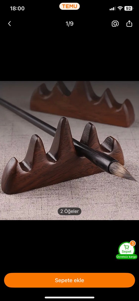 Koyu Kahverengi Ahşap Dağ Figürlü fırçalık - Görsel 2