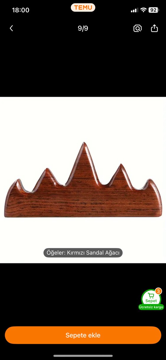 Koyu Kahverengi Ahşap Dağ Figürlü fırçalık - Görsel 3