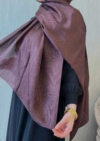 Koyu Kahverengi Kadın Jakar Şal - Görsel 2