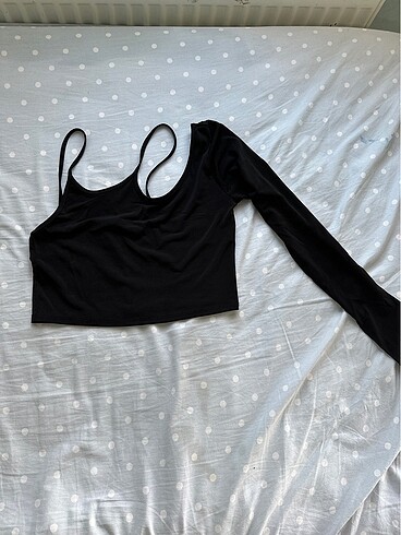 Tek omuz siyah crop