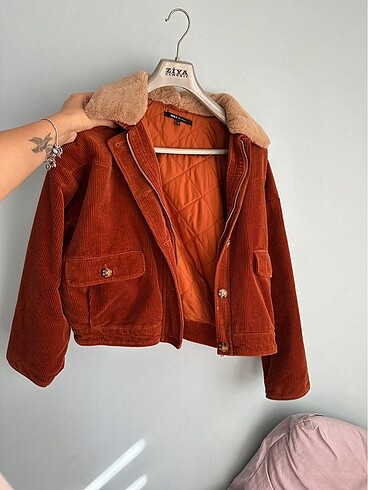 Oversize kısa kadife ceket