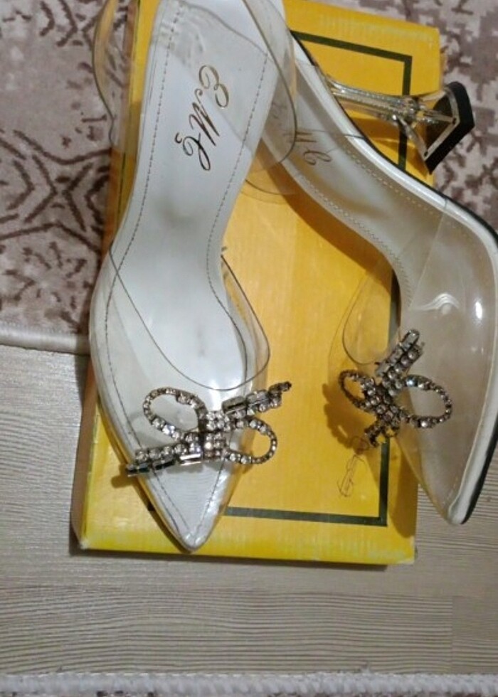 Taşlı şeffaf stiletto - Görsel 2