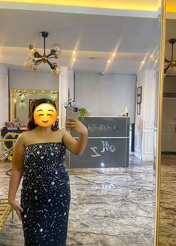 Siyah Parlak Straplez Payetli Uzun Abiye Elbise - Görsel 3