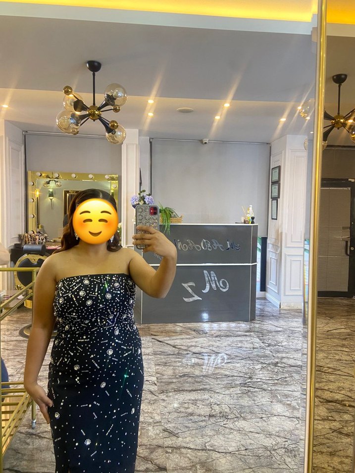 Siyah Parlak Straplez Payetli Uzun Abiye Elbise - Görsel 3