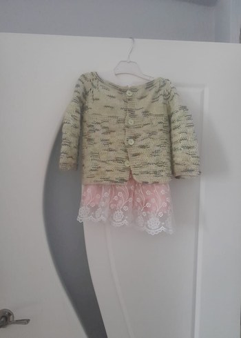 Kız Çocuk Bej Bohem Örgü Hırka ve elbise - Görsel 2