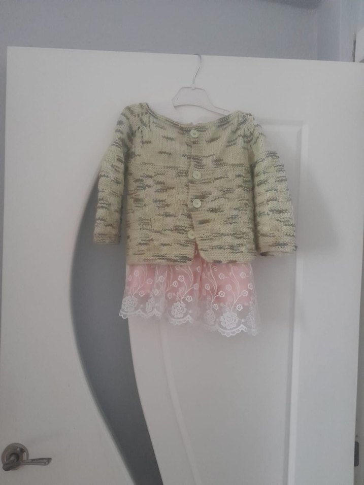 Kız Çocuk Bej Bohem Örgü Hırka ve elbise - Görsel 2