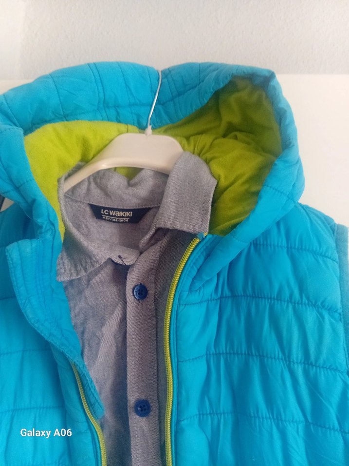 Mavi Erkek Çocuk Fermuarlı Yelek,gömlek ve eşofman - Görsel 2