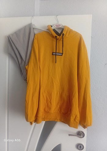 Sarı Kapüşonlu Salaş Sweatshirt ve alt eşogman - Görsel 2