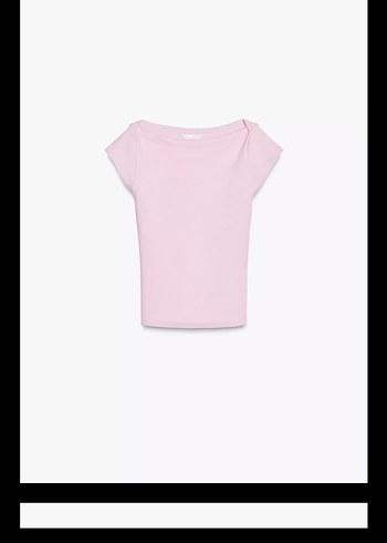 Zara zara Pembe Pamuklu Kolsuz Crop Top