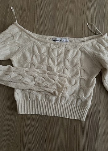 bershka Bej Kısa Triko Kadın Kazak
