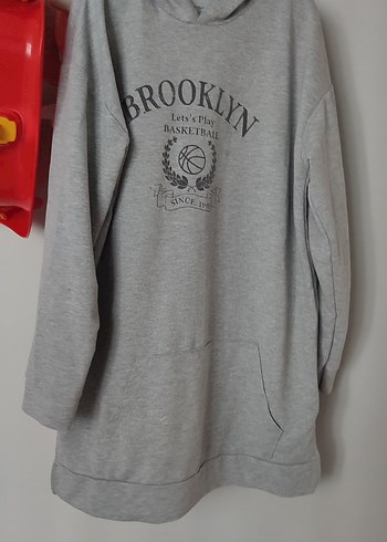 Brooklyn Baskılı Gri Kadın Sweatshirt