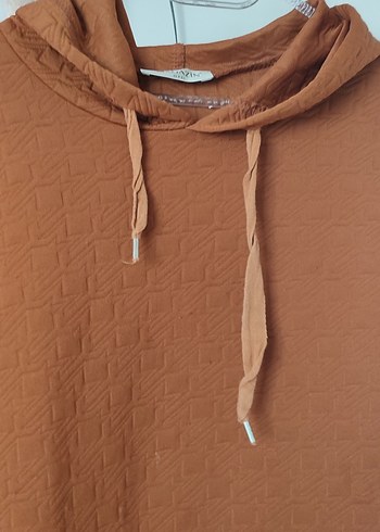 universal Beden Kapüşonlu Kahverengi Kadın Sweatshirt