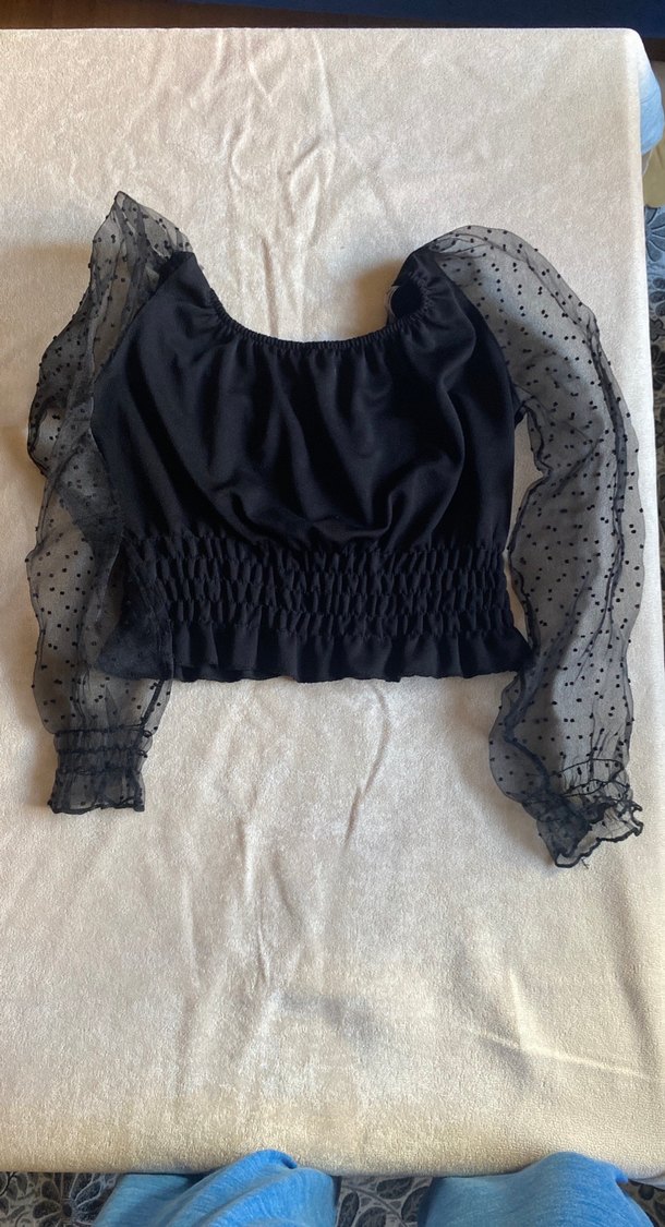 Uzun Kollu Siyah Gotik Mini Bluz - Görsel 2