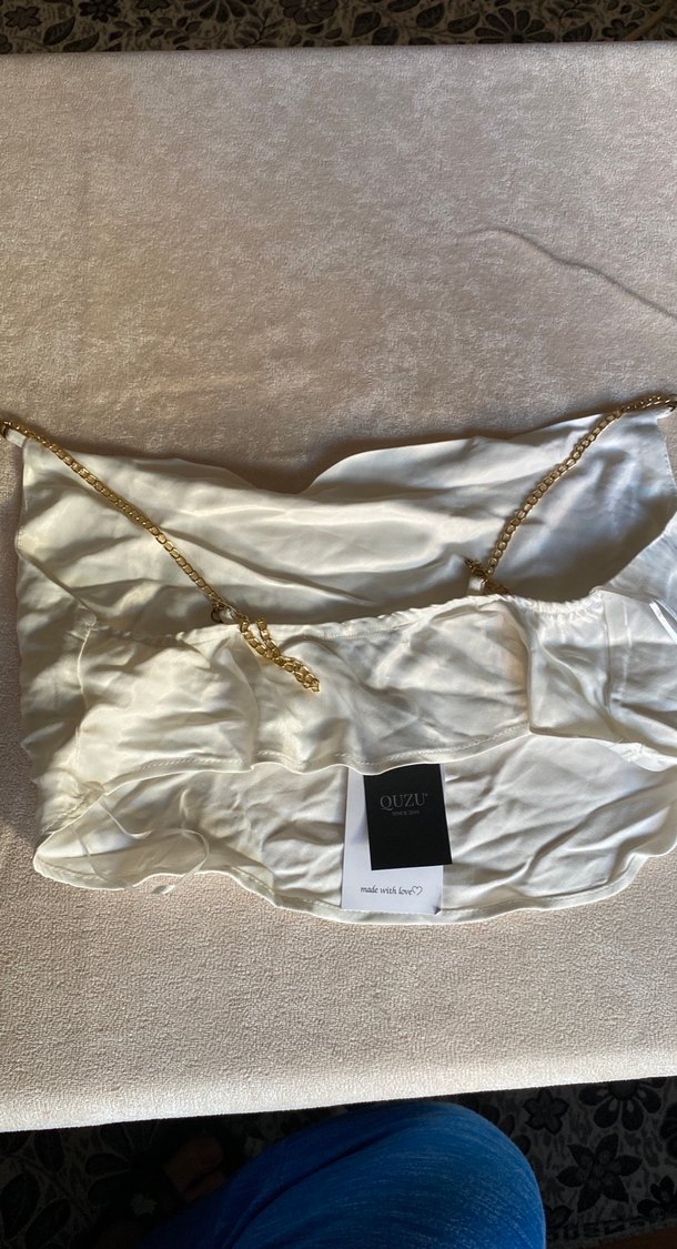 Beyaz Drapeli Straplez Büstiyer - Görsel 2