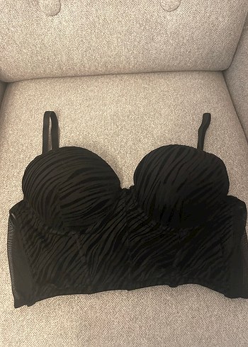 Siyah Zebra Desenli Kadın Büstiyer - Görsel 3