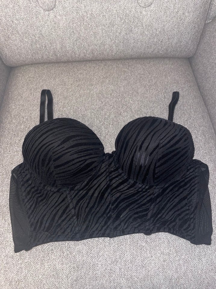 Siyah Zebra Desenli Kadın Büstiyer - Görsel 2