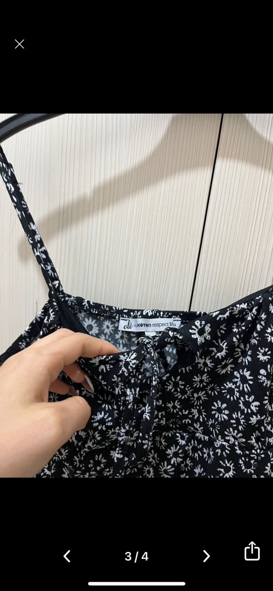 Siyah çiçekli mini elbise - Görsel 3