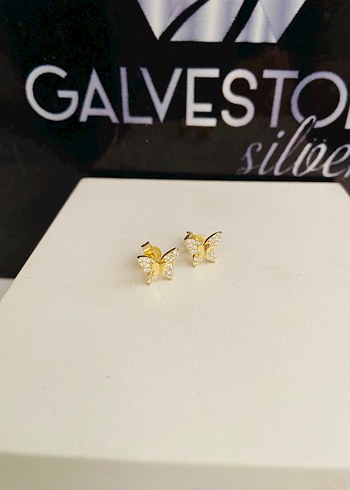 Mini Altın renk gümüş Kelebek Küpe - Görsel 2