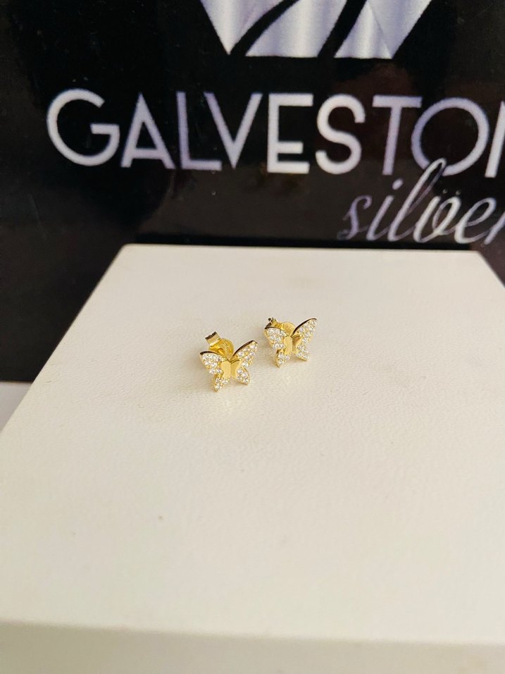 Mini Altın renk gümüş Kelebek Küpe - Görsel 2