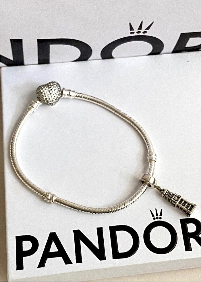 Moments gümüş pave kalp bileklik - Görsel 2