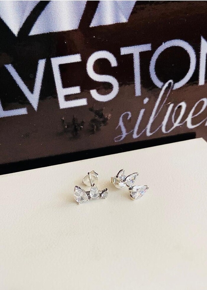 3 taşlı küpe - Görsel 3