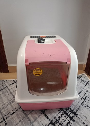  Beden Pembe Kediler İçin Tuvalet Kutusu ve mama Kabı Seti
