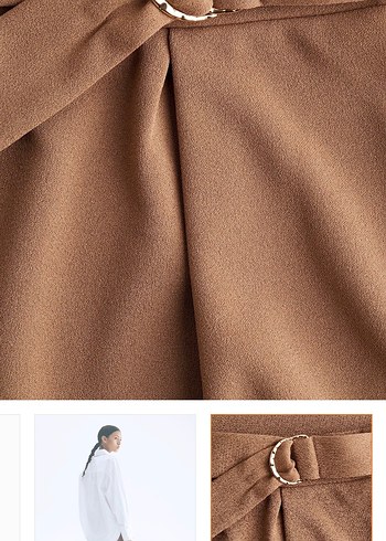 s Beden camel Renk H&M Kemerli Bej Kadın Pantolon